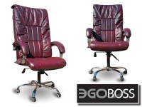 Офисное массажное кресло EGO BOSS EG1001 Maroon в комплектации ELITE натуральная кожа - магазин СпортДоставка. Спортивные товары интернет магазин в Железногорске 